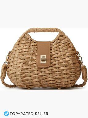 Straw Shoulder Tote Hobo Bag Summer Beach Woven Crossbody Handbag